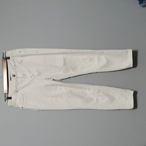 British Khaki Jeans Womens Size 8 White Pants Flexible Comfy Cropped